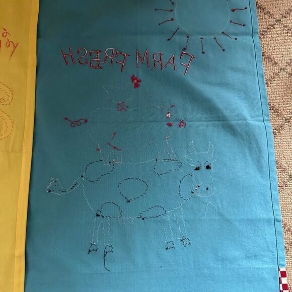 Sur La Table Embroidered Appliqué Rise and Shine Tea Towels Set of 3 NWT - Picture 14 of 15